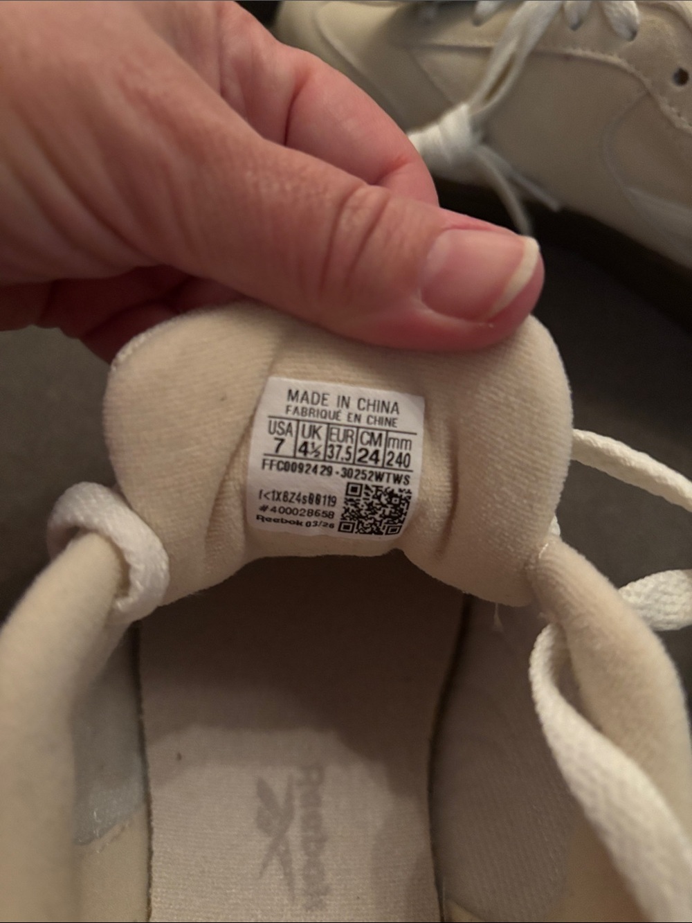 Reebok Women's Cream Suede Low-Top Sneakers with White Accents - Picture 8 of 8